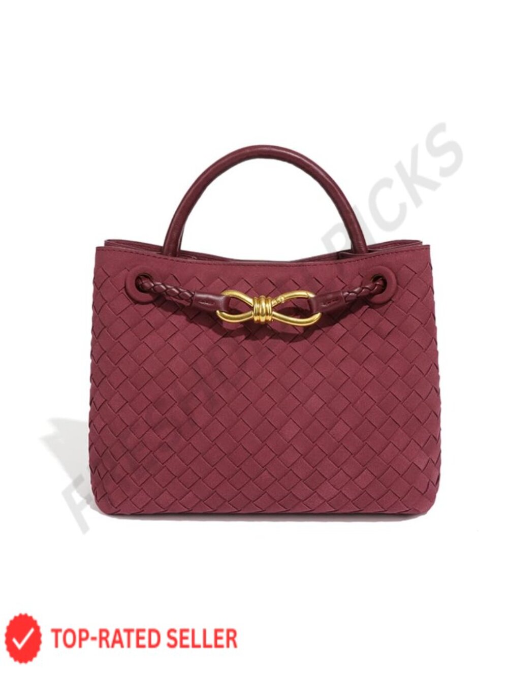 Woven PU Leather Tote Shoulder Handbag Top Handle with Adjustable Strap
